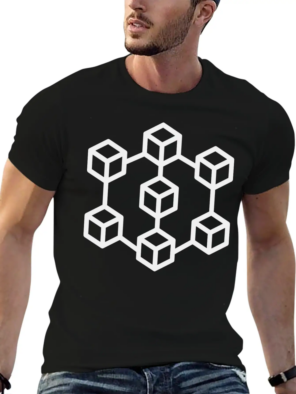 Illustration Of Blockchain Crypto Classic Fit Graphic Tee For Daily Comfort – Unisex Cotton Shirt