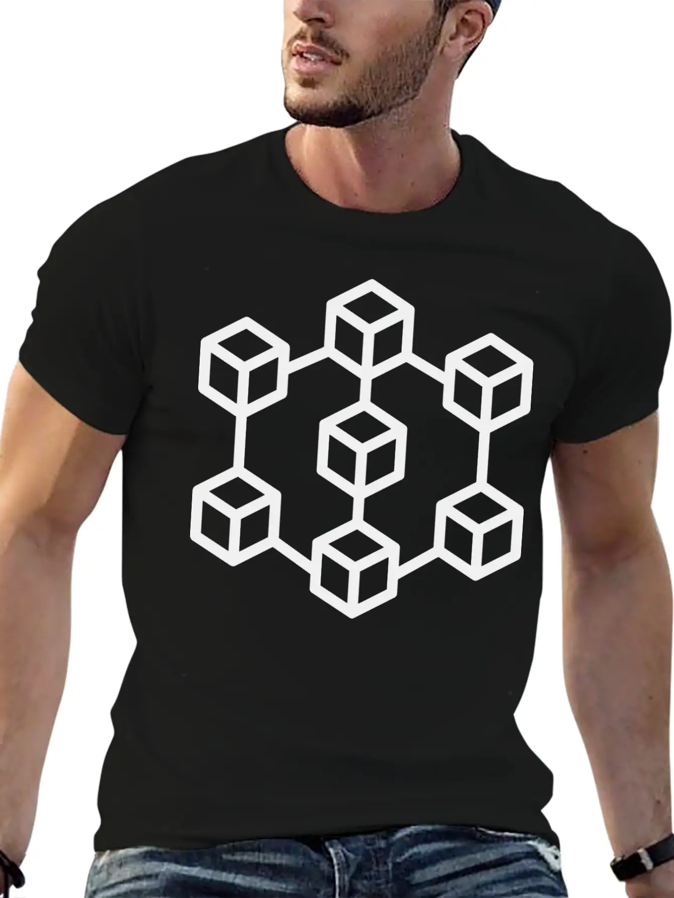 Illustration Of Blockchain Crypto Classic Fit Graphic Tee For Daily Comfort – Unisex Cotton Shirt