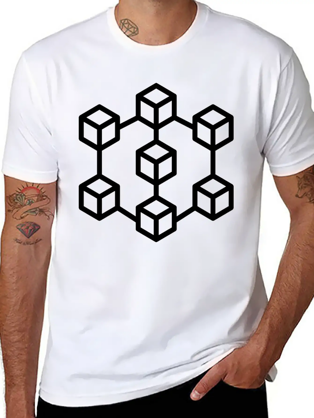 Illustration Of Blockchain Crypto Classic Fit Graphic Tee For Daily Comfort – Unisex Cotton Shirt