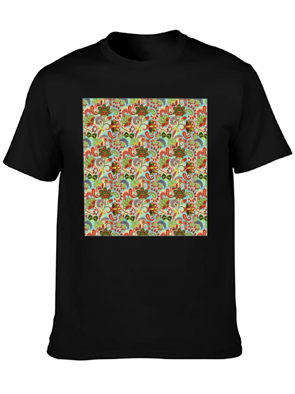 Illustration Paisley Seamless Flower Pattern Unisex Casual T-Shirt – Clean Design For Daily Comfort