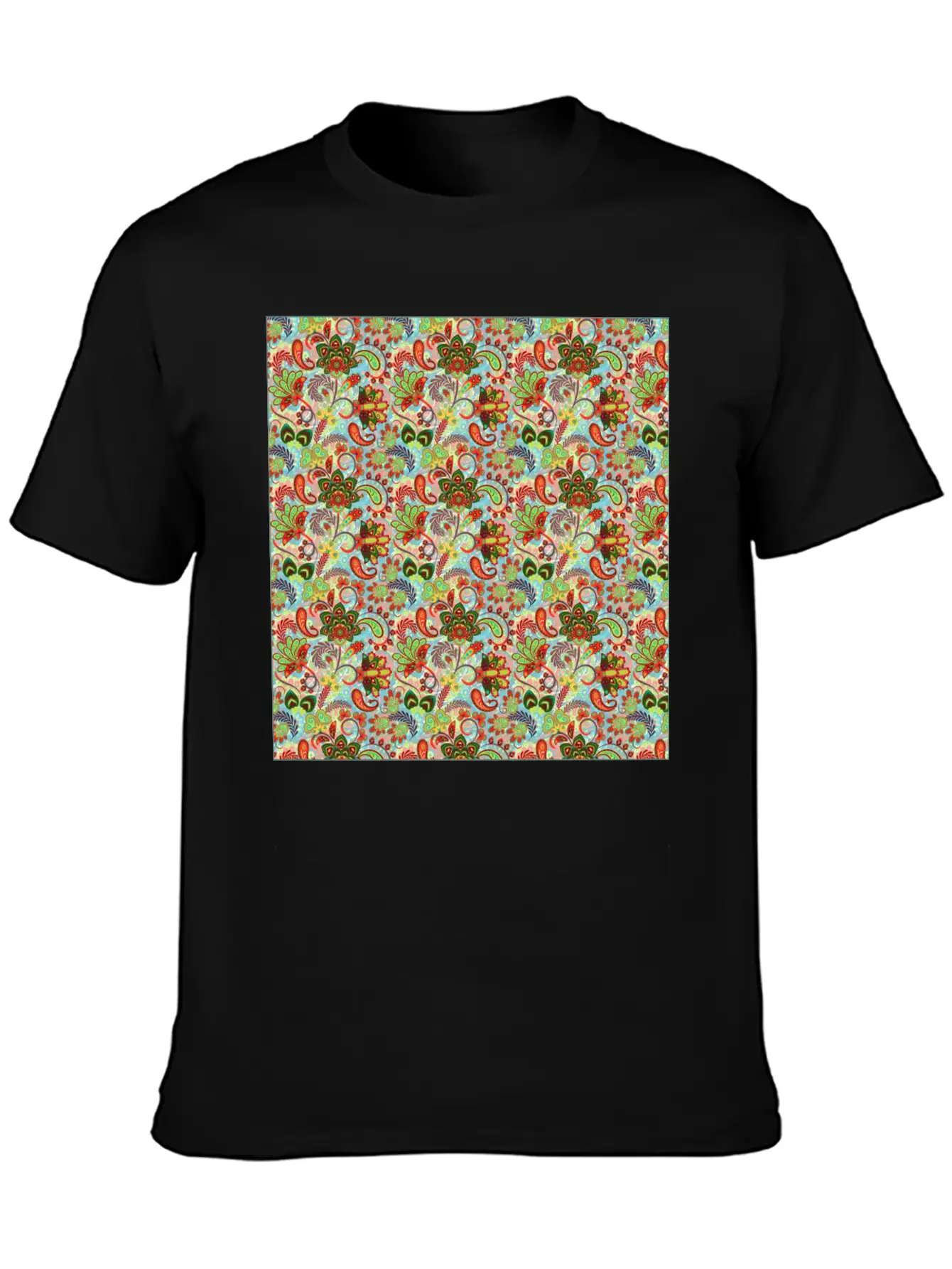 Illustration Paisley Seamless Flower Pattern Unisex Casual T-Shirt – Clean Design For Daily Comfort