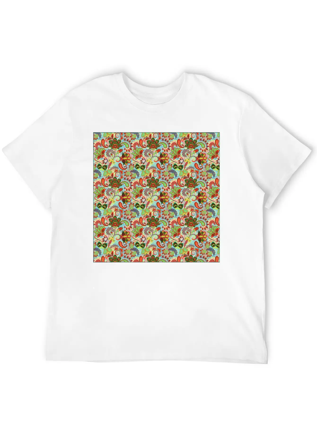 Illustration Paisley Seamless Flower Pattern Unisex Casual T-Shirt – Clean Design For Daily Comfort