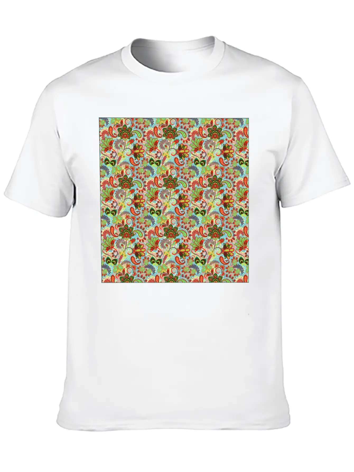 Illustration Paisley Seamless Flower Pattern Unisex Casual T-Shirt – Clean Design For Daily Comfort