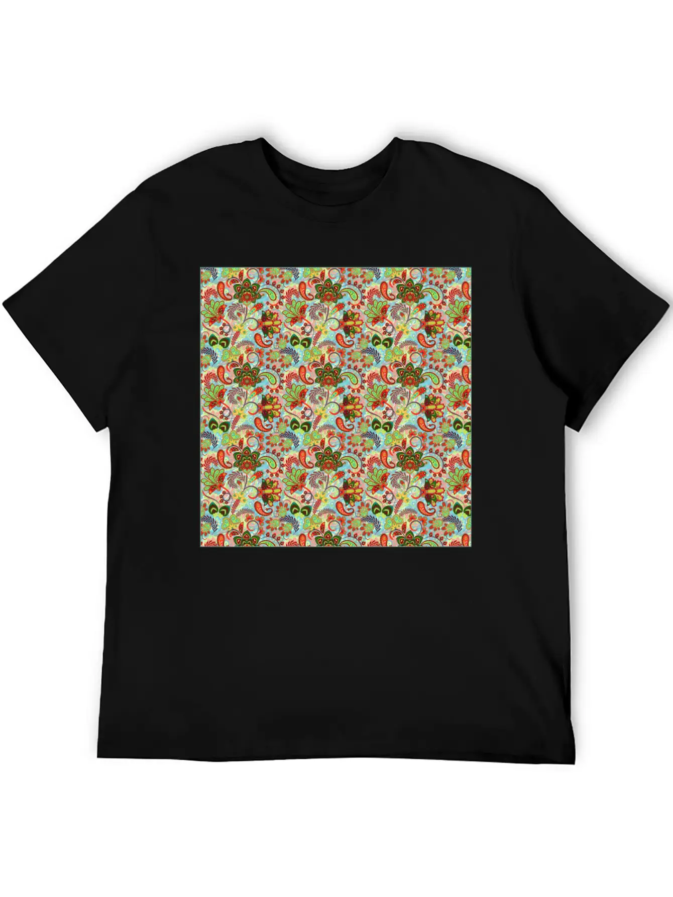 Illustration Paisley Seamless Flower Pattern Unisex Casual T-Shirt – Clean Design For Daily Comfort