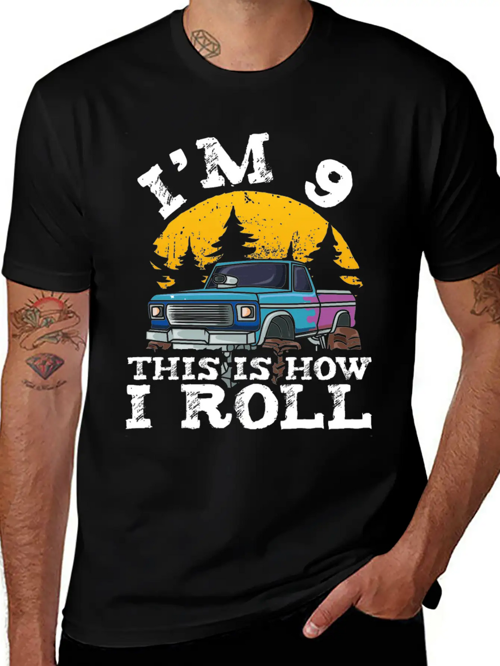 I'm 9 This Is How I Roll 9 Year Old Truck Racer Casual Graphic T-Shirt – Simple And Comfortable Daily Wear