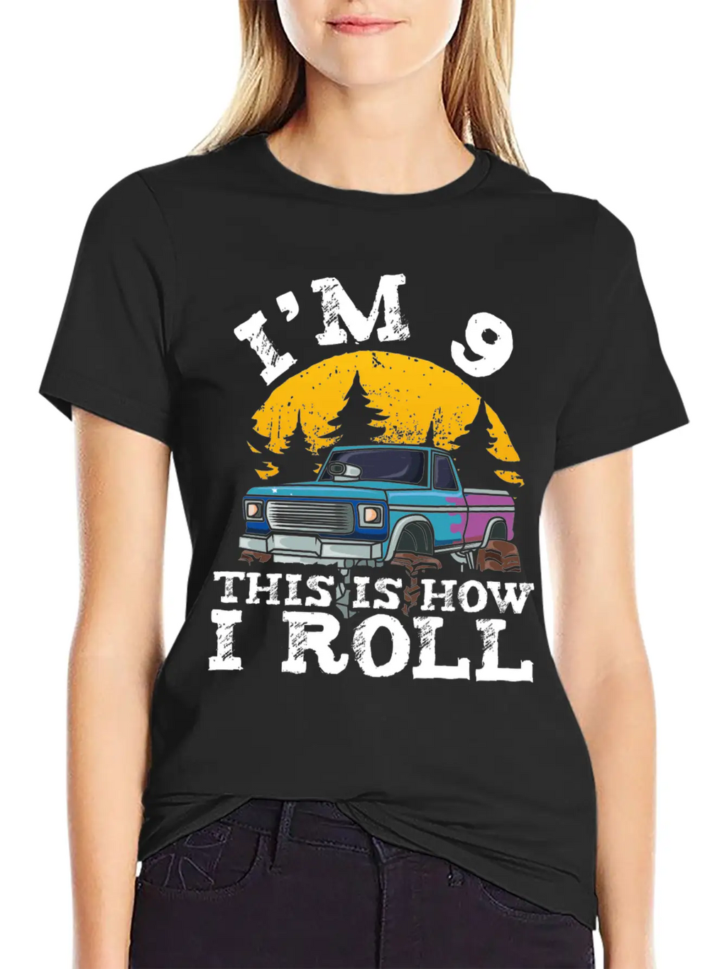 I'm 9 This Is How I Roll 9 Year Old Truck Racer Casual Graphic T-Shirt – Simple And Comfortable Daily Wear