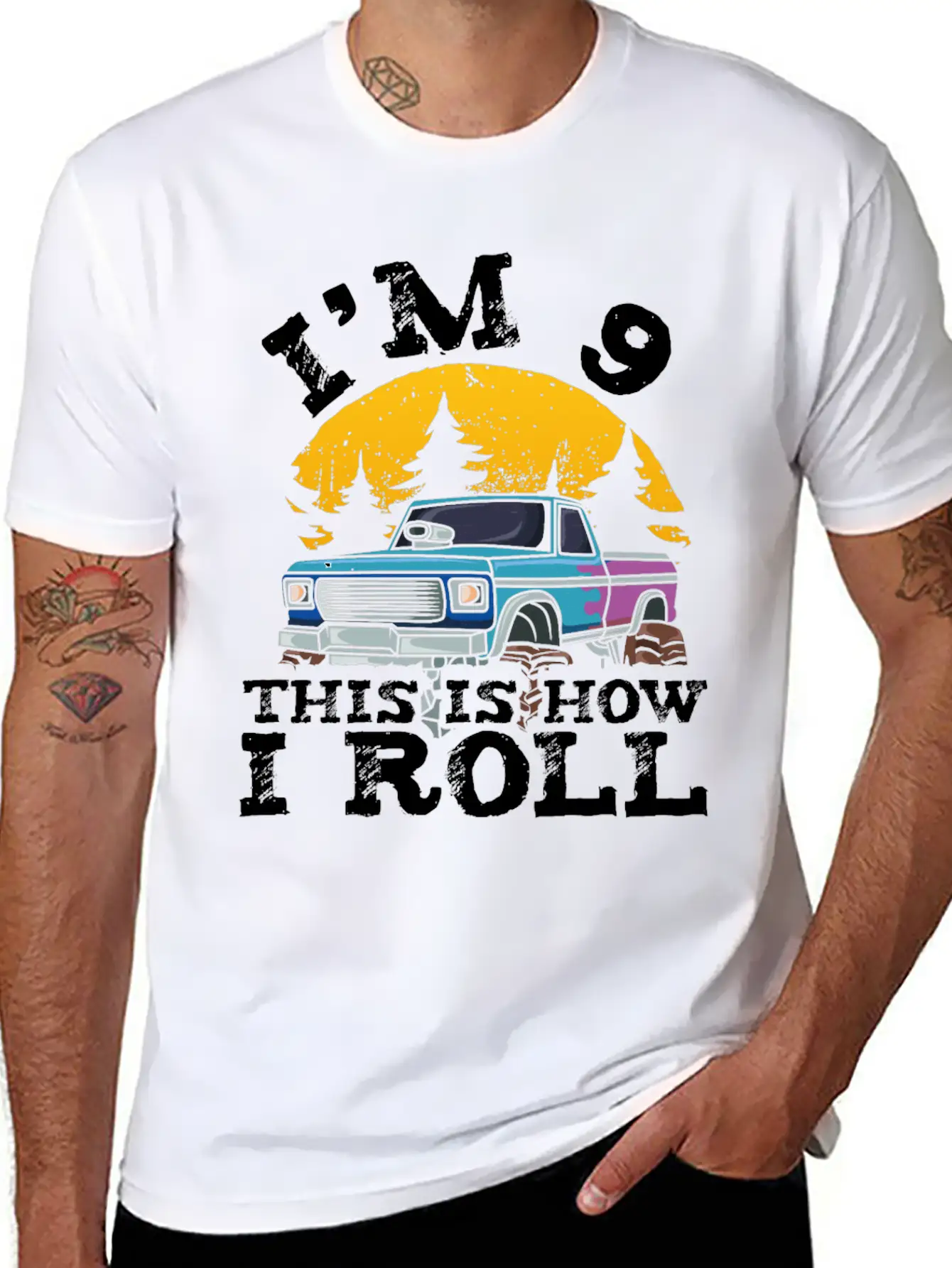 I'm 9 This Is How I Roll 9 Year Old Truck Racer Casual Graphic T-Shirt – Simple And Comfortable Daily Wear
