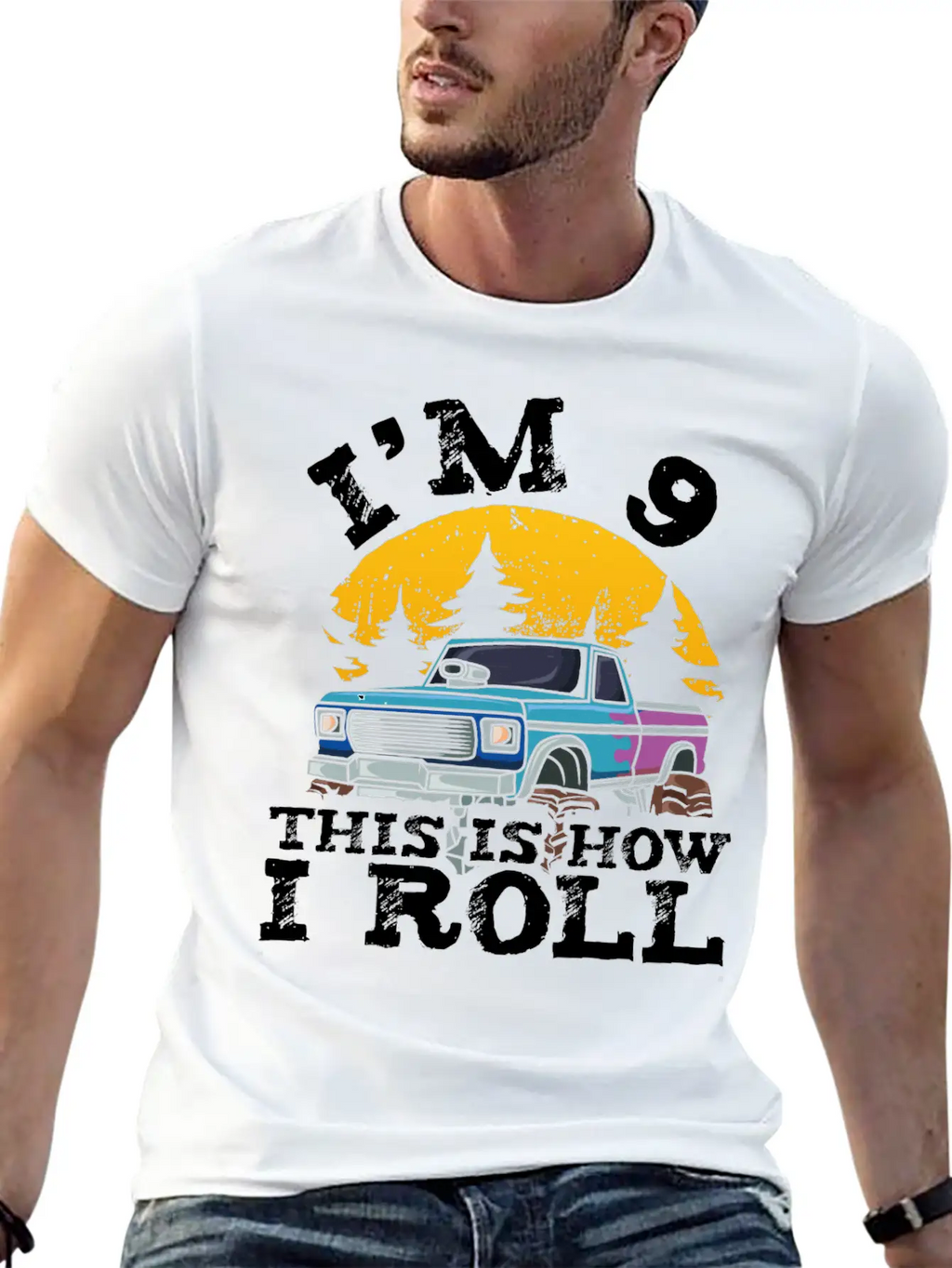 I'm 9 This Is How I Roll 9 Year Old Truck Racer Casual Graphic T-Shirt – Simple And Comfortable Daily Wear