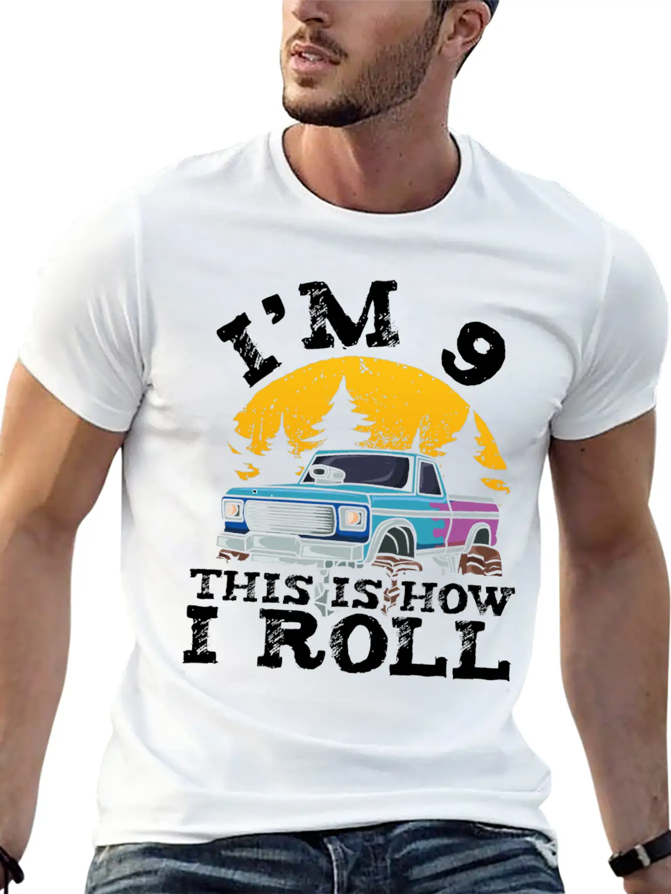 I'm 9 This Is How I Roll 9 Year Old Truck Racer Casual Graphic T-Shirt – Simple And Comfortable Daily Wear