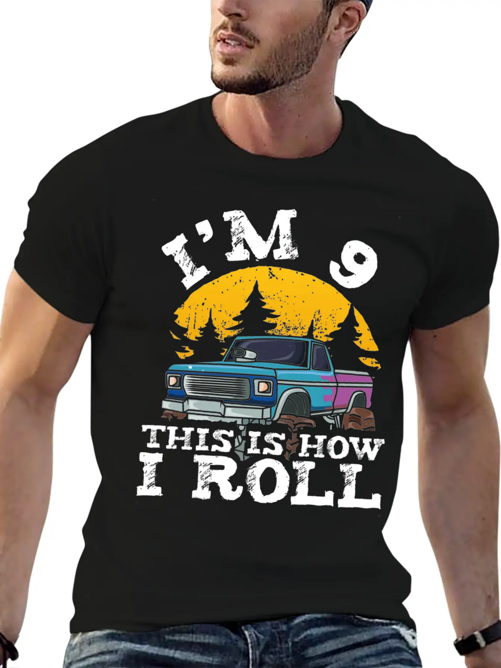 I'm 9 This Is How I Roll 9 Year Old Truck Racer Casual Graphic T-Shirt – Simple And Comfortable Daily Wear