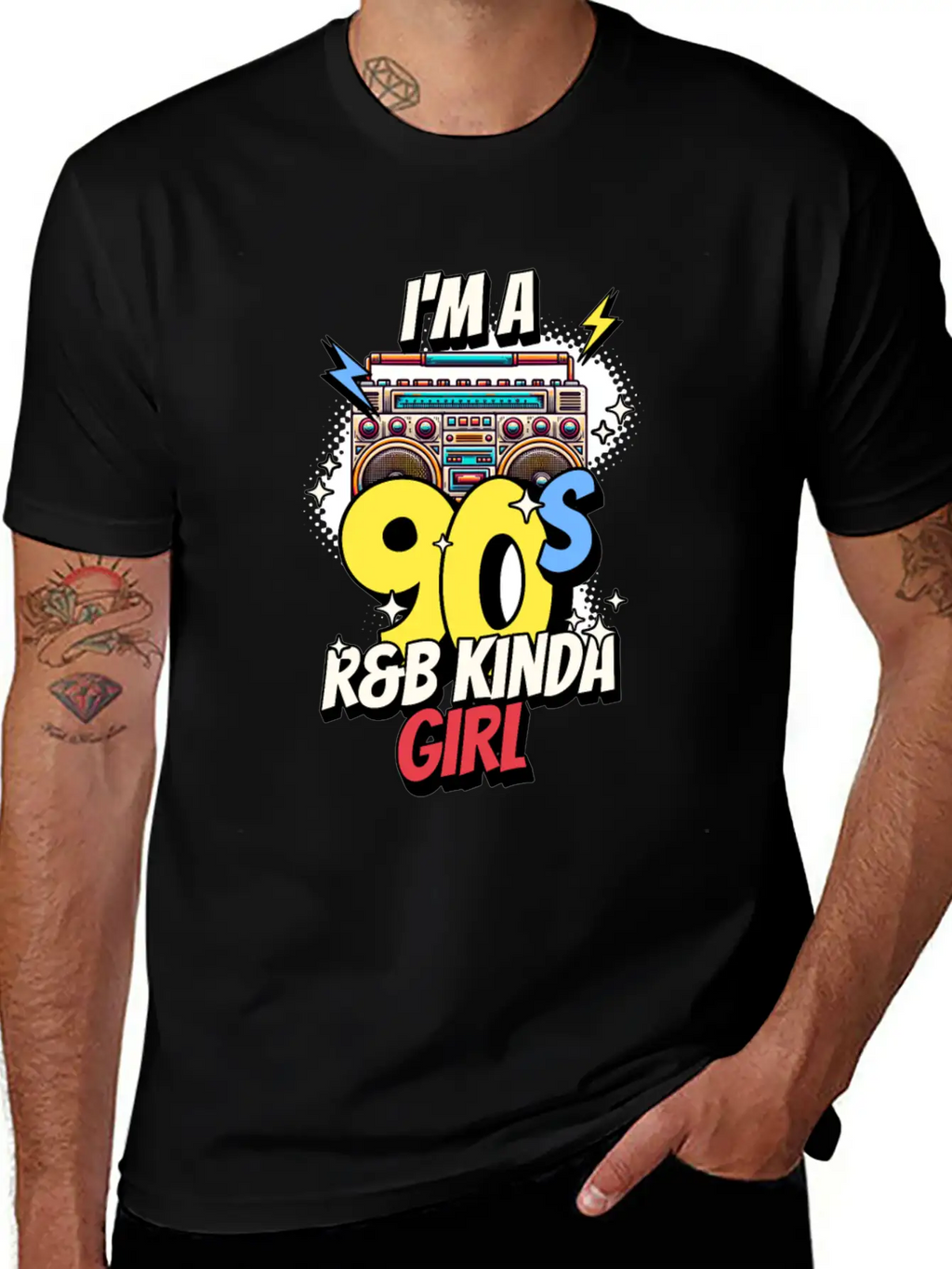 I'm A 90's R&B Kinda Girl Vintage Music Women'sR&B Unisex Short Sleeve Soft Cotton T-Shirt – Casual Everyday Wear