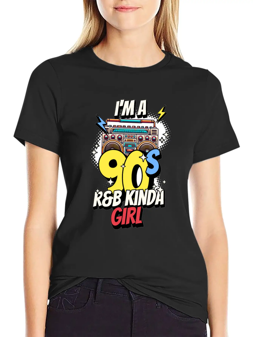 I'm A 90's R&B Kinda Girl Vintage Music Women'sR&B Unisex Short Sleeve Soft Cotton T-Shirt – Casual Everyday Wear