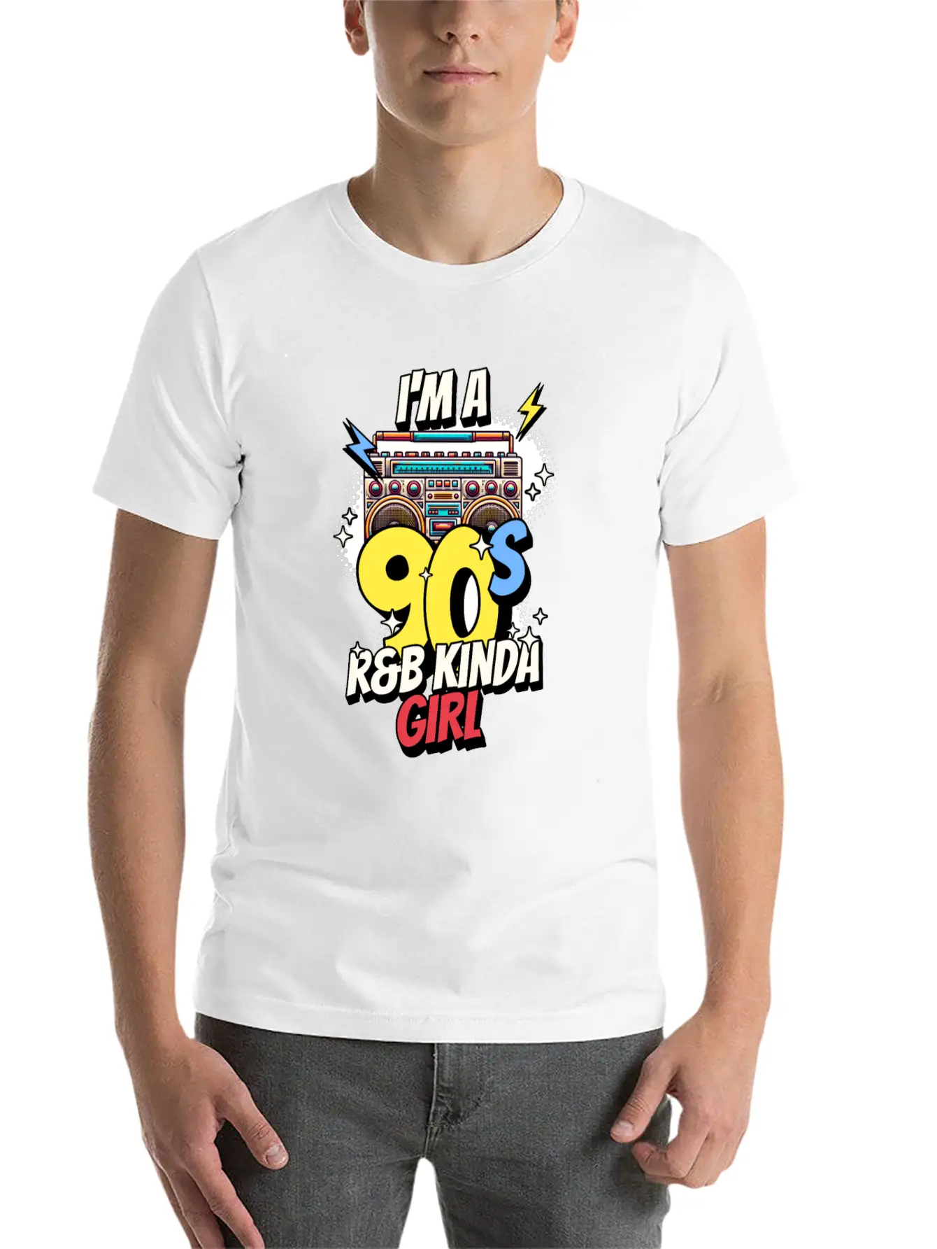 I'm A 90's R&B Kinda Girl Vintage Music Women'sR&B Unisex Short Sleeve Soft Cotton T-Shirt – Casual Everyday Wear