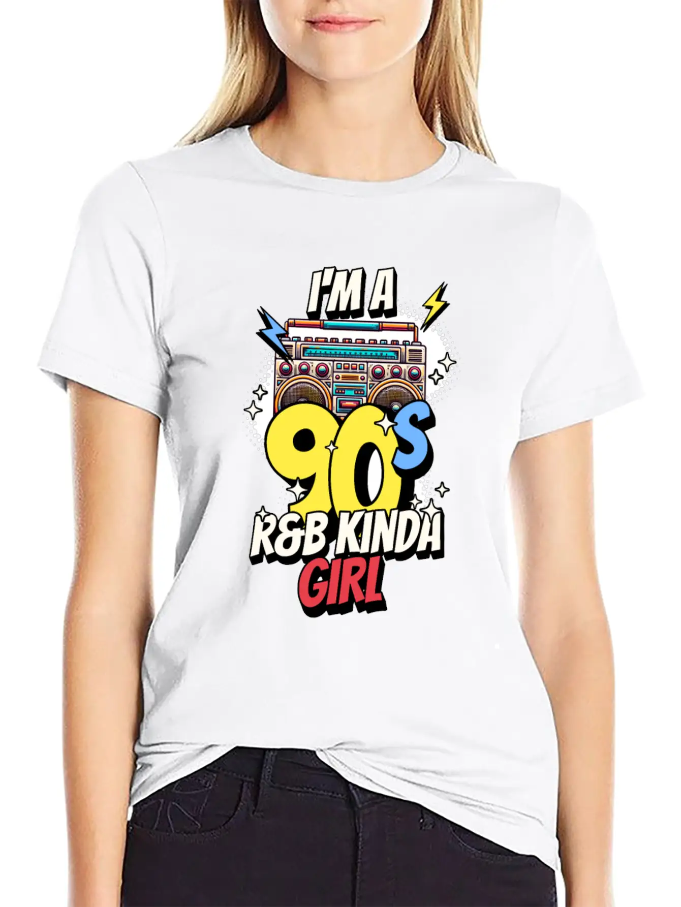 I'm A 90's R&B Kinda Girl Vintage Music Women'sR&B Unisex Short Sleeve Soft Cotton T-Shirt – Casual Everyday Wear
