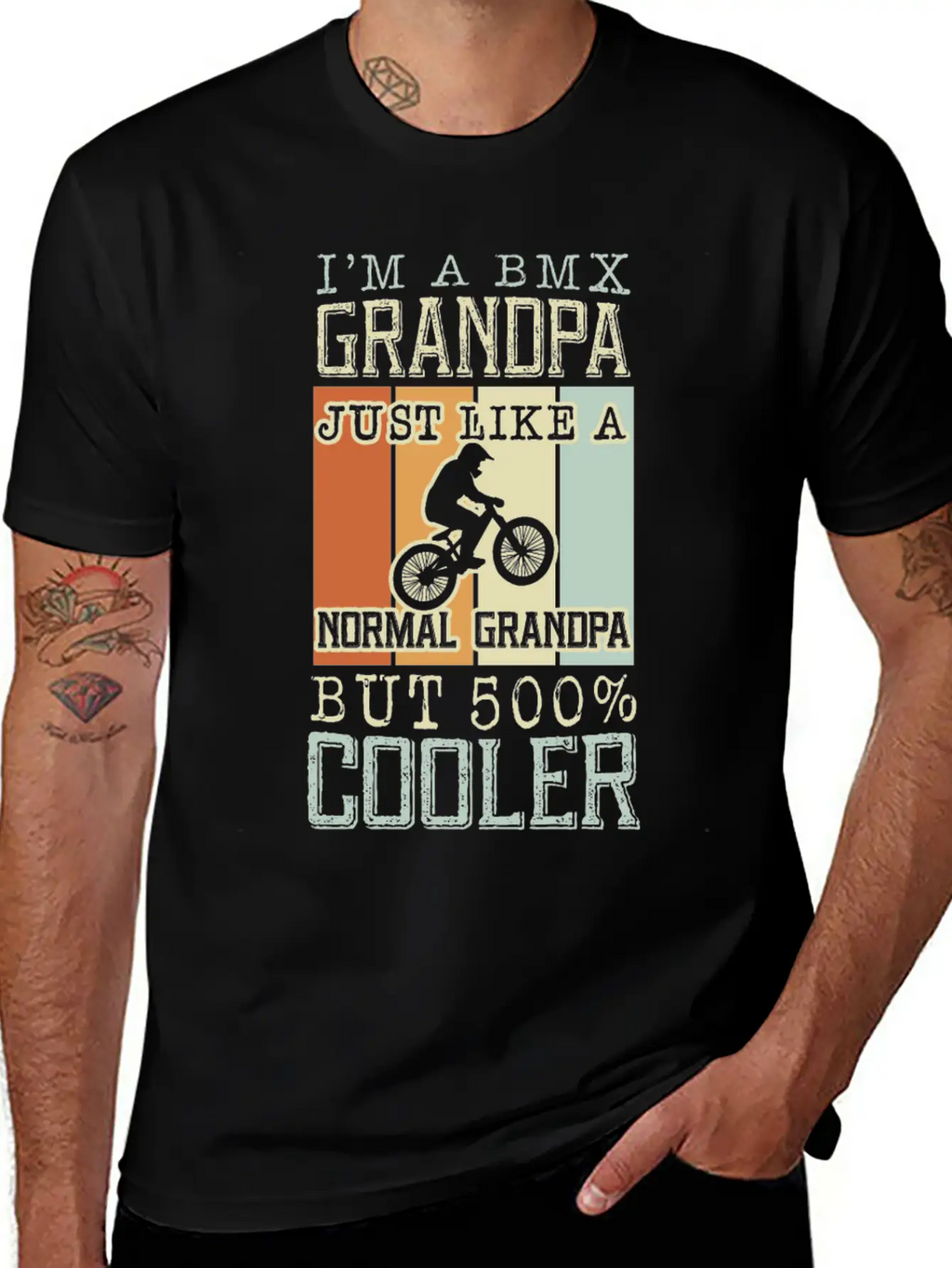 I'm A Bmx Grandpa Normal Grandpa But 500% Cooler Casual Graphic T-Shirt – Simple And Comfortable Daily Wear