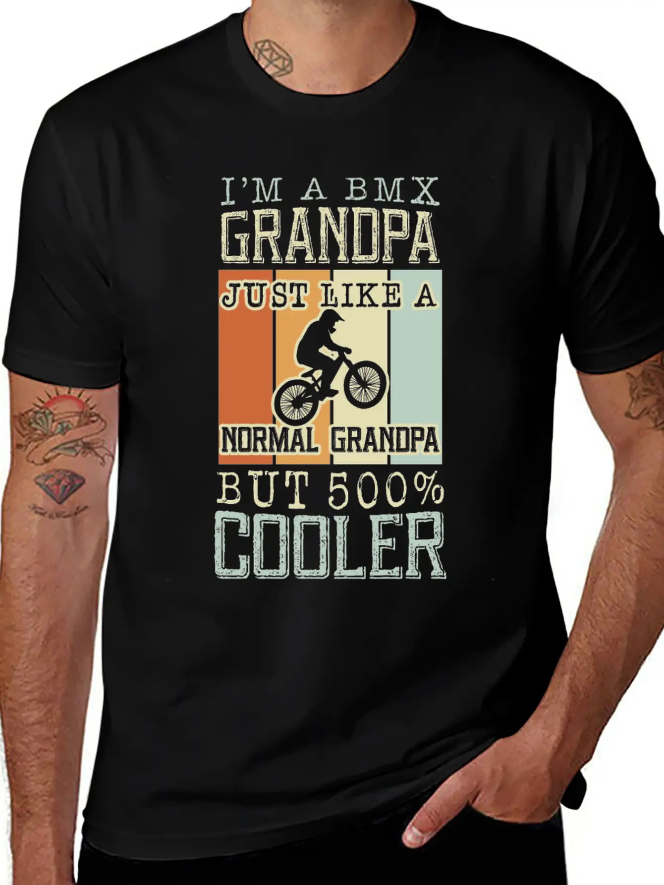 I'm A Bmx Grandpa Normal Grandpa But 500% Cooler Casual Graphic T-Shirt – Simple And Comfortable Daily Wear
