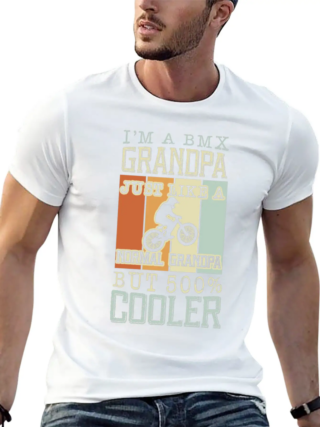I'm A Bmx Grandpa Normal Grandpa But 500% Cooler Casual Graphic T-Shirt – Simple And Comfortable Daily Wear