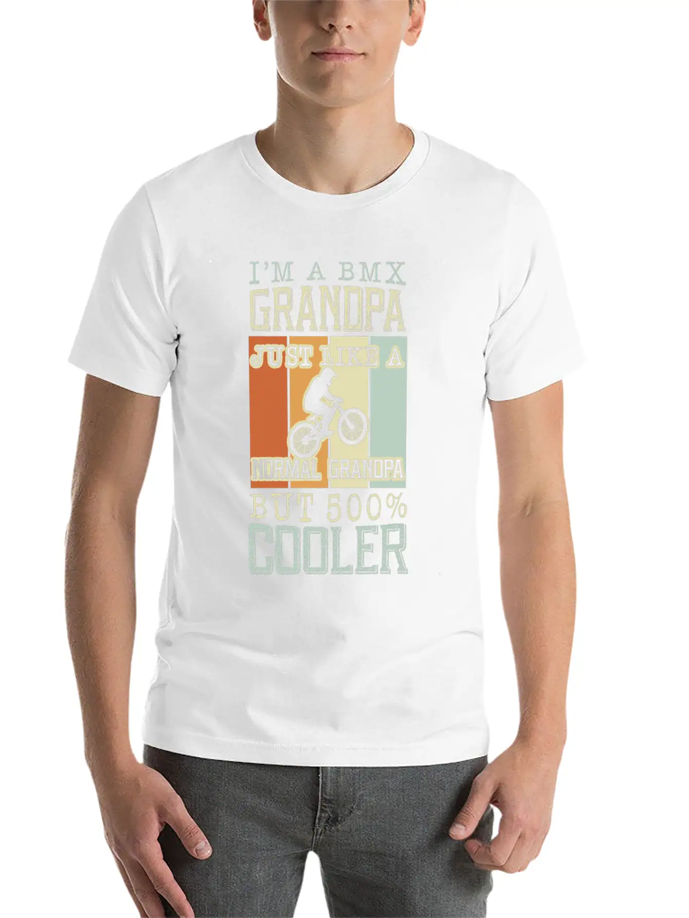 I'm A Bmx Grandpa Normal Grandpa But 500% Cooler Casual Graphic T-Shirt – Simple And Comfortable Daily Wear