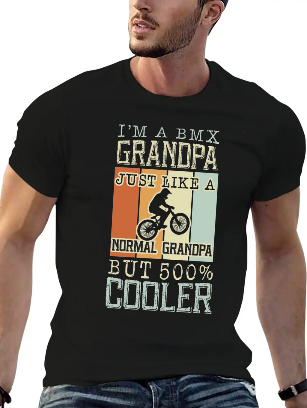 I'm A Bmx Grandpa Normal Grandpa But 500% Cooler Casual Graphic T-Shirt – Simple And Comfortable Daily Wear