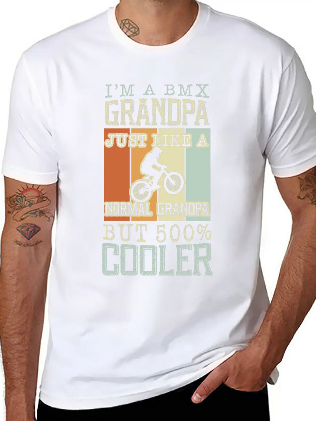 I'm A Bmx Grandpa Normal Grandpa But 500% Cooler Casual Graphic T-Shirt – Simple And Comfortable Daily Wear