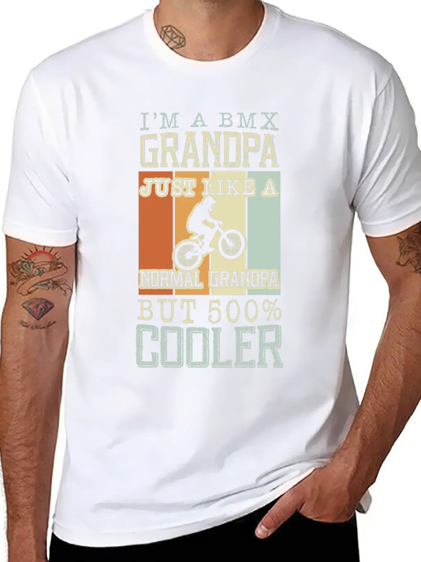 I'm A Bmx Grandpa Normal Grandpa But 500% Cooler Casual Graphic T-Shirt – Simple And Comfortable Daily Wear