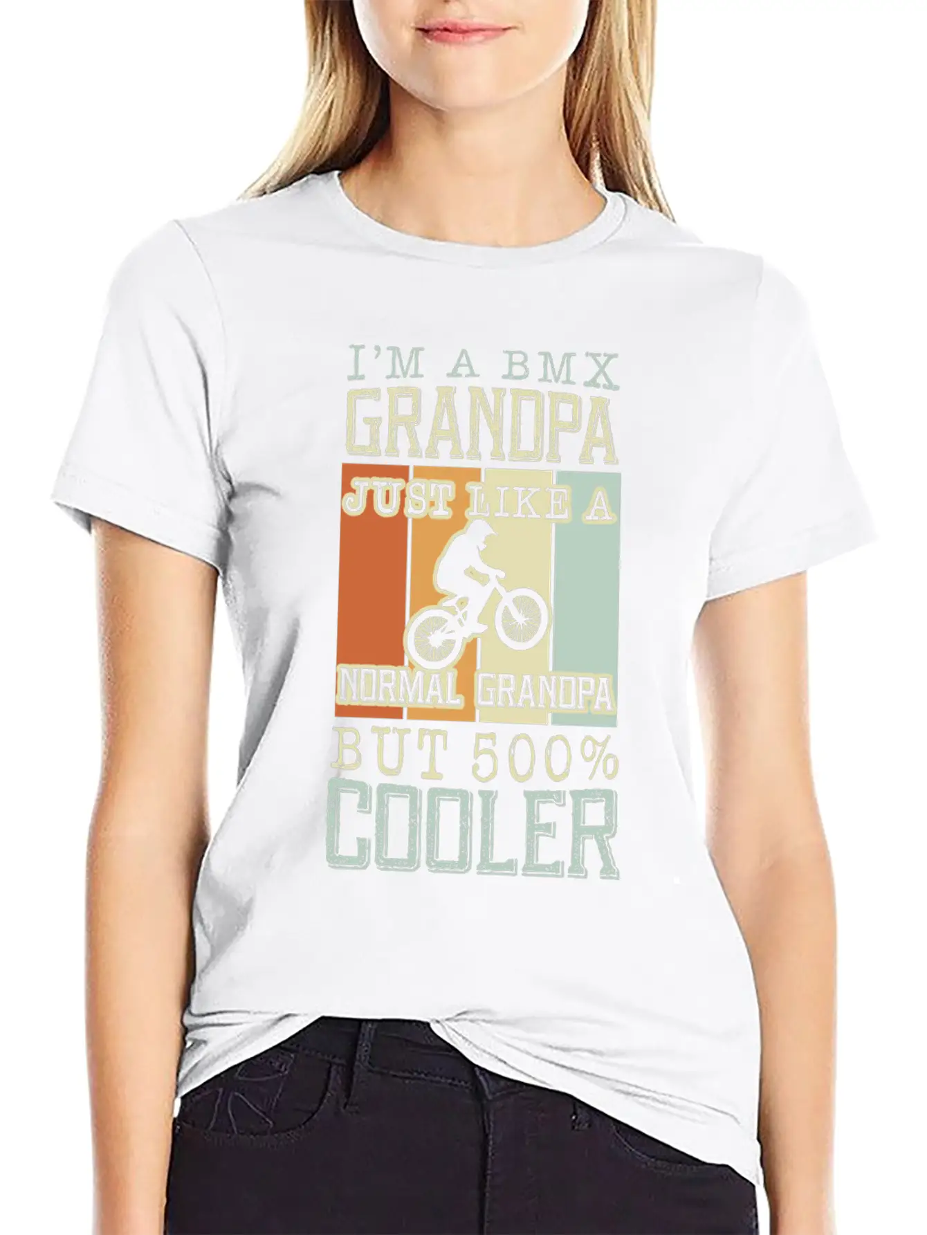 I'm A Bmx Grandpa Normal Grandpa But 500% Cooler Casual Graphic T-Shirt – Simple And Comfortable Daily Wear
