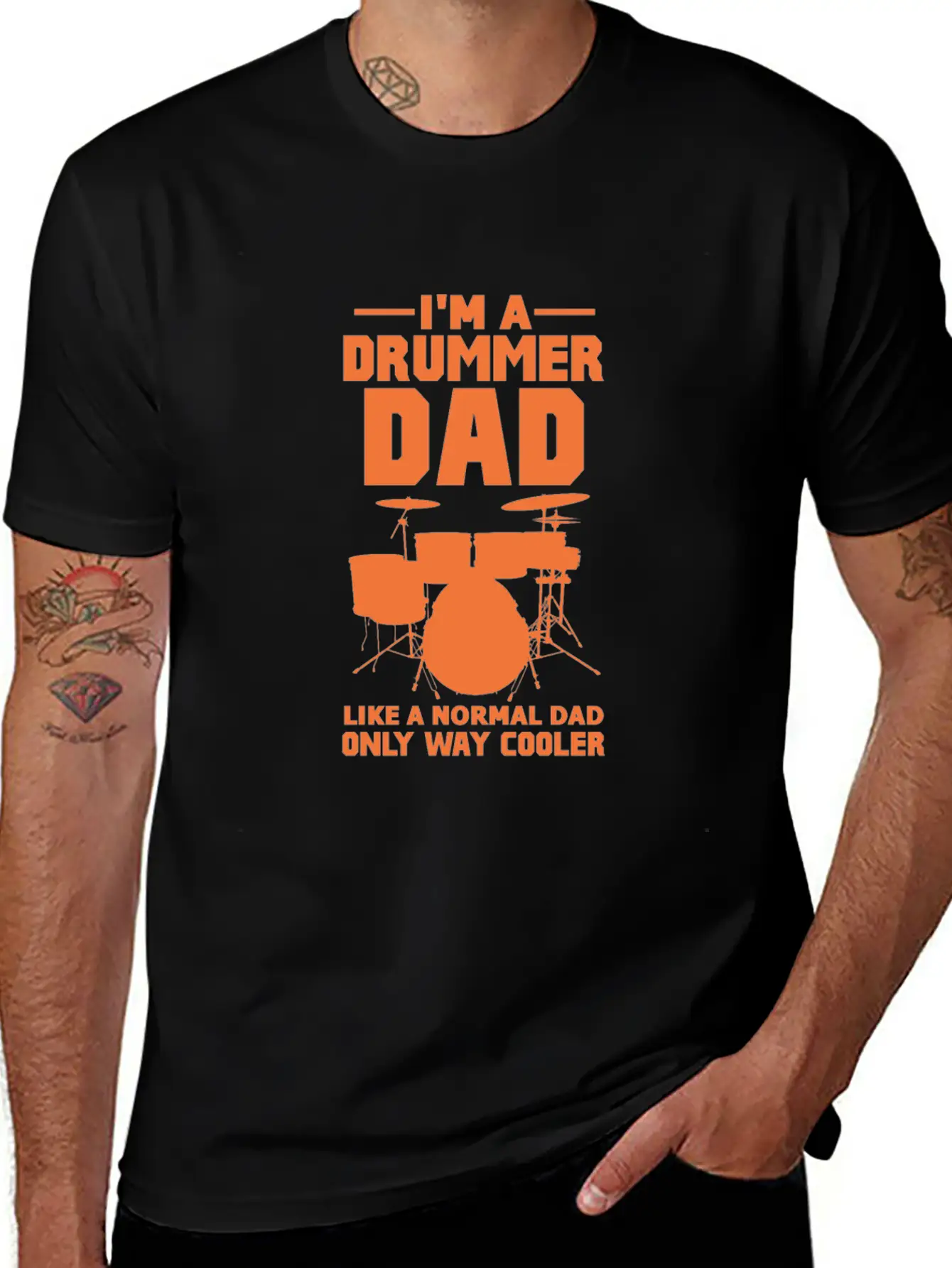 Im A Drummer Dad Like A Normal Dad Only Way Cooler Stylish Everyday T-Shirt – Unisex Basic Cotton Tee