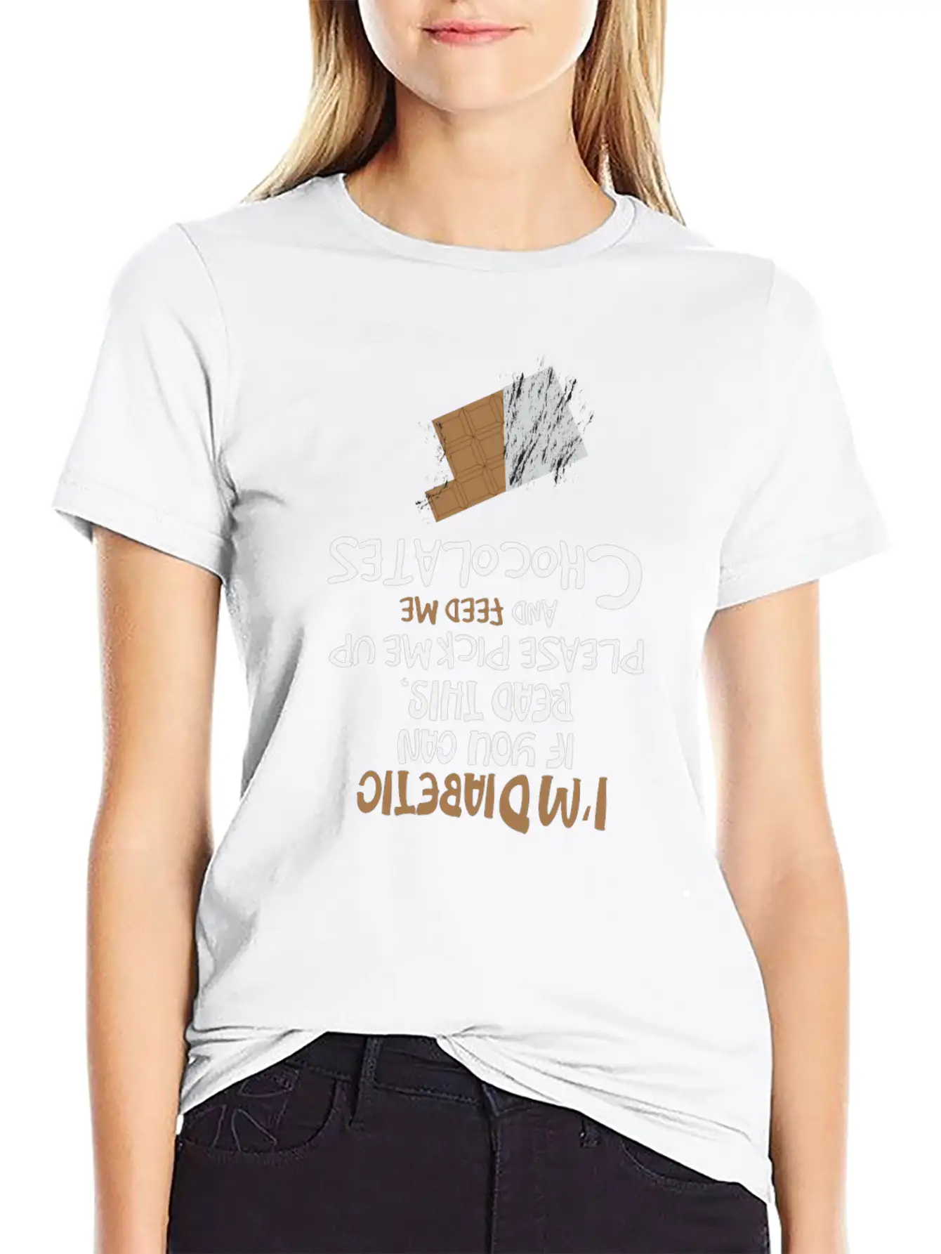 I'm Diabetic Chocolate Blood Sugar Insulin Gift Unisex Short Sleeve Soft Cotton T-Shirt – Casual Everyday Wear