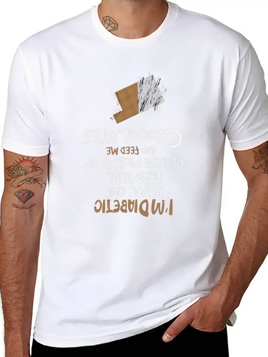 I'm Diabetic Chocolate Blood Sugar Insulin Gift Unisex Short Sleeve Soft Cotton T-Shirt – Casual Everyday Wear