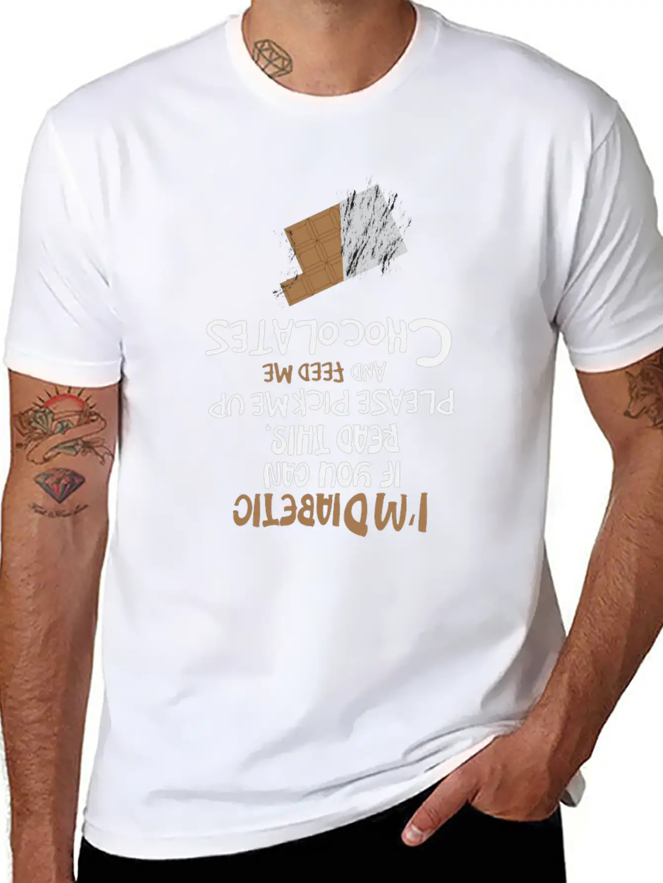 I'm Diabetic Chocolate Blood Sugar Insulin Gift Unisex Short Sleeve Soft Cotton T-Shirt – Casual Everyday Wear