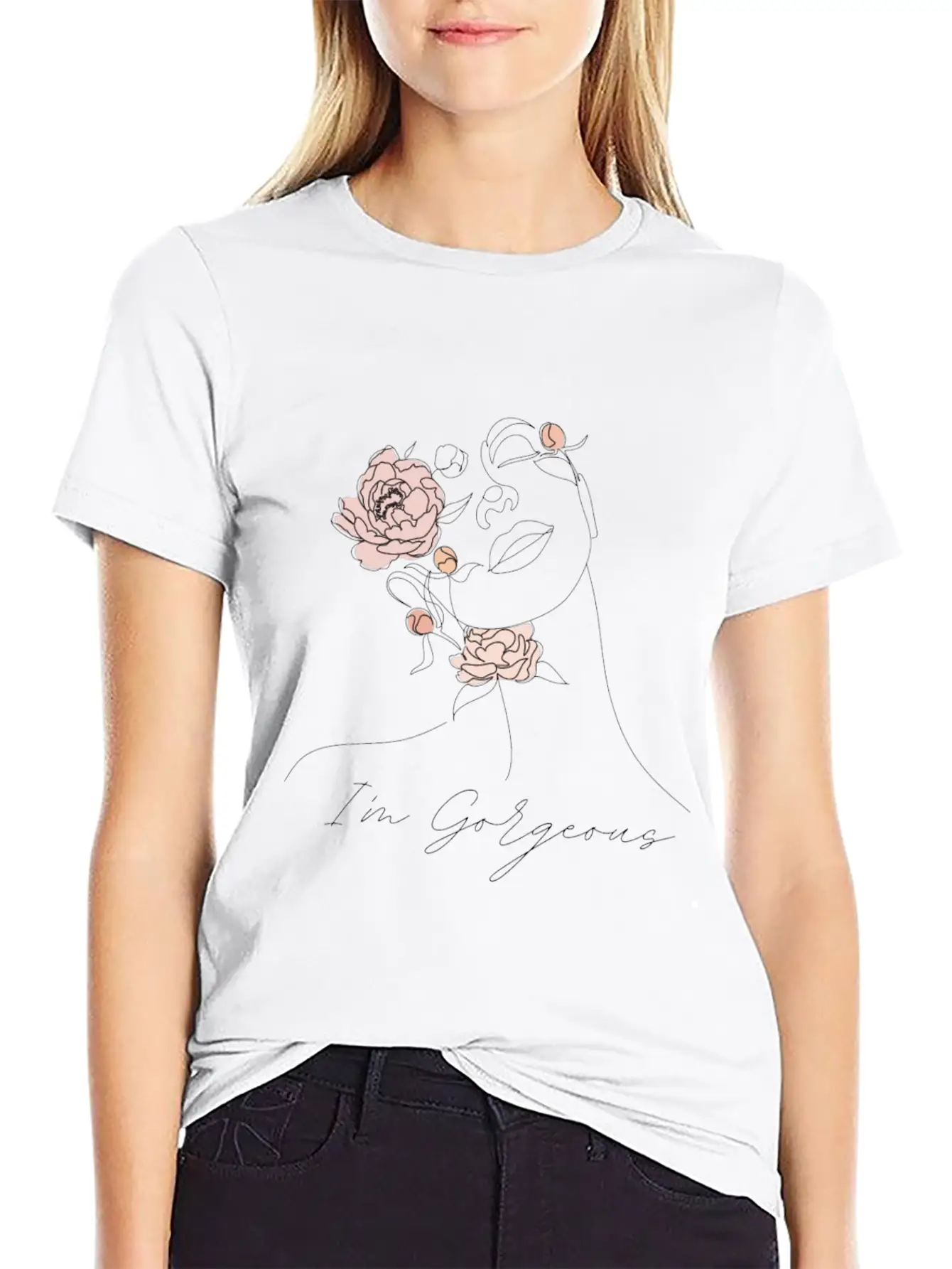 "I'm Gorgeous Girl" T-Shirt Design Casual Graphic T-Shirt – Simple And Comfortable Daily Wear