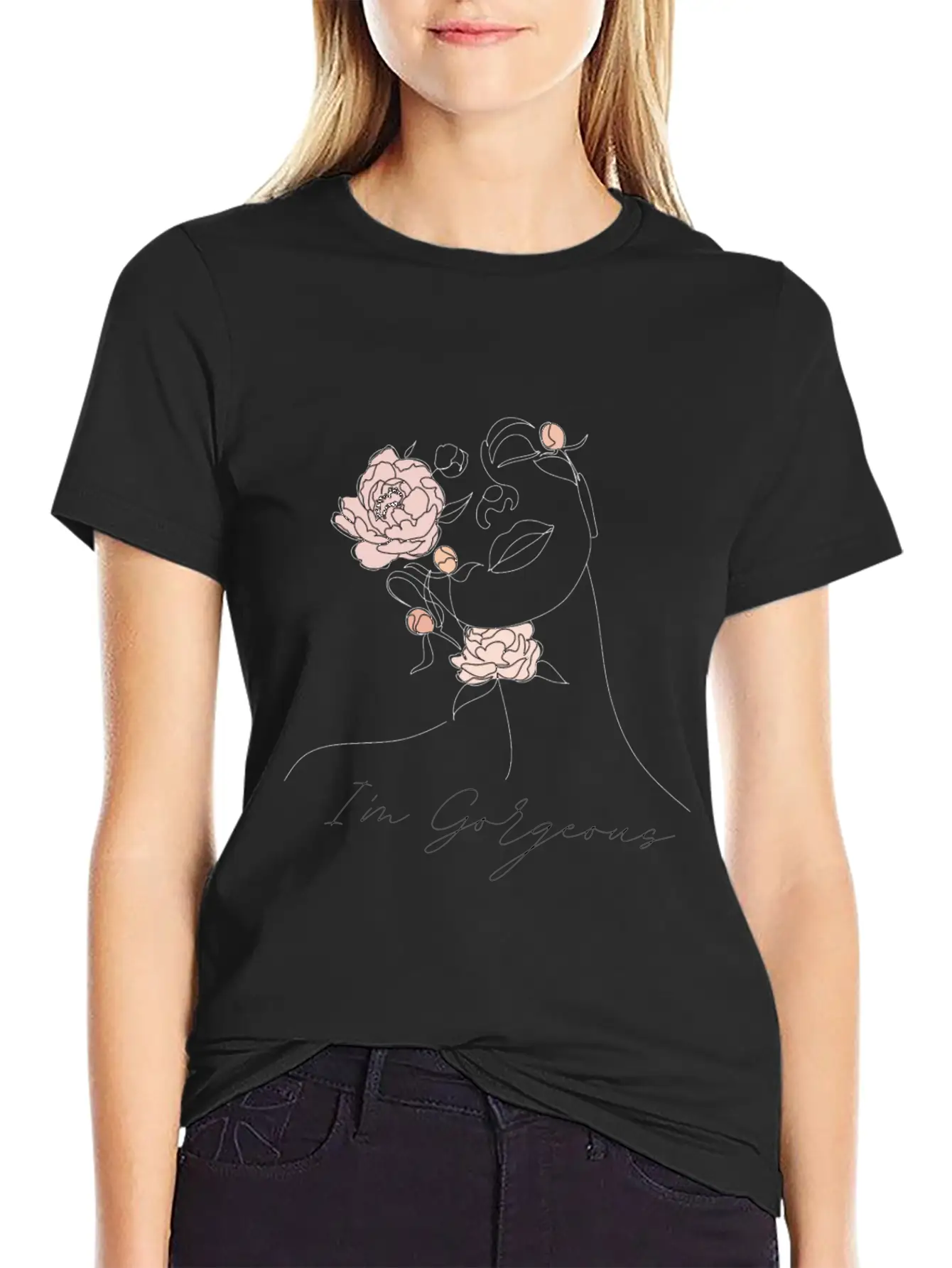 "I'm Gorgeous Girl" T-Shirt Design Casual Graphic T-Shirt – Simple And Comfortable Daily Wear