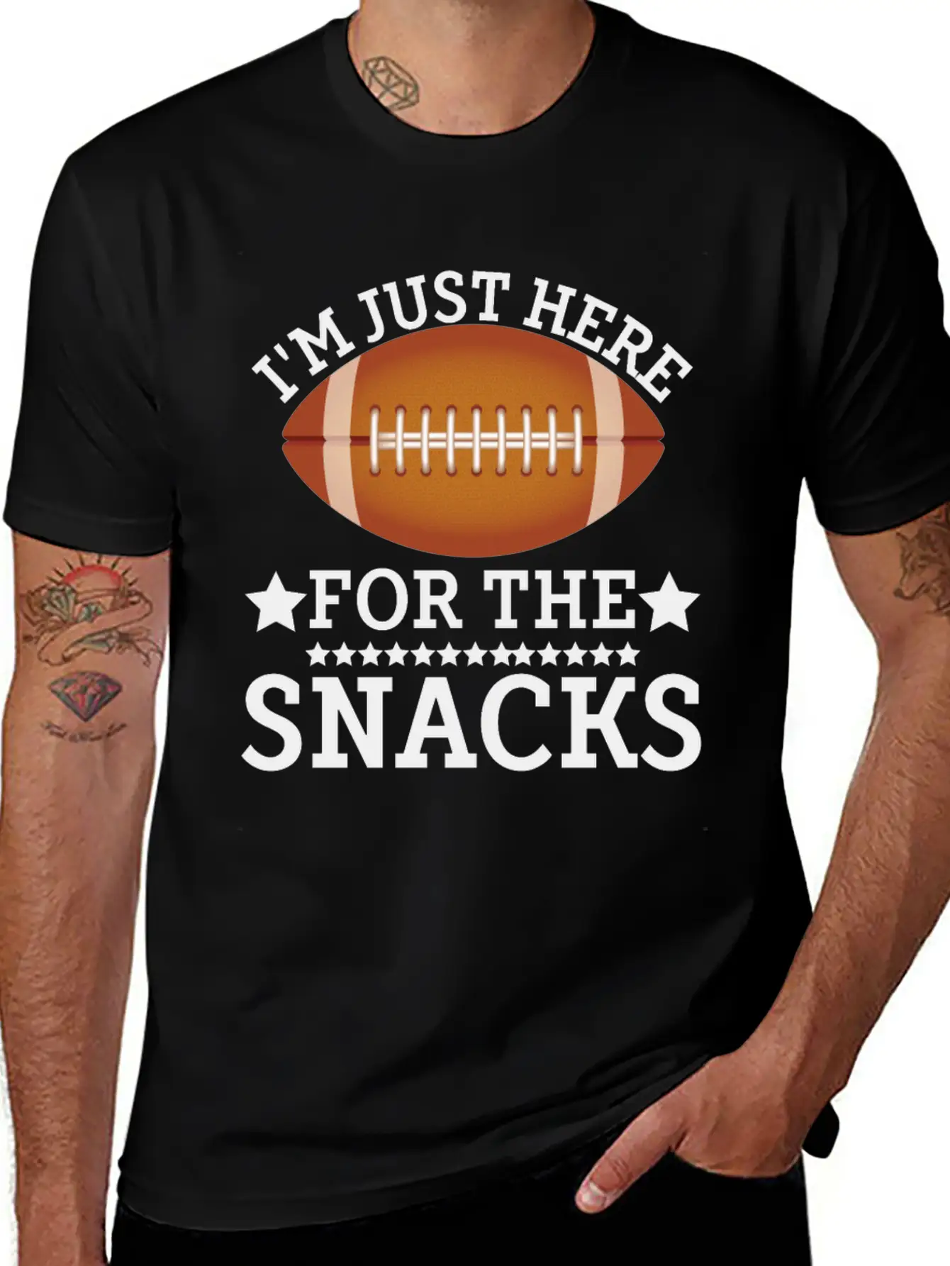 I'm Just Here For The Snacks Funny Fantasy Footbal Classic Fit Graphic Tee For Daily Comfort – Unisex Cotton Shirt