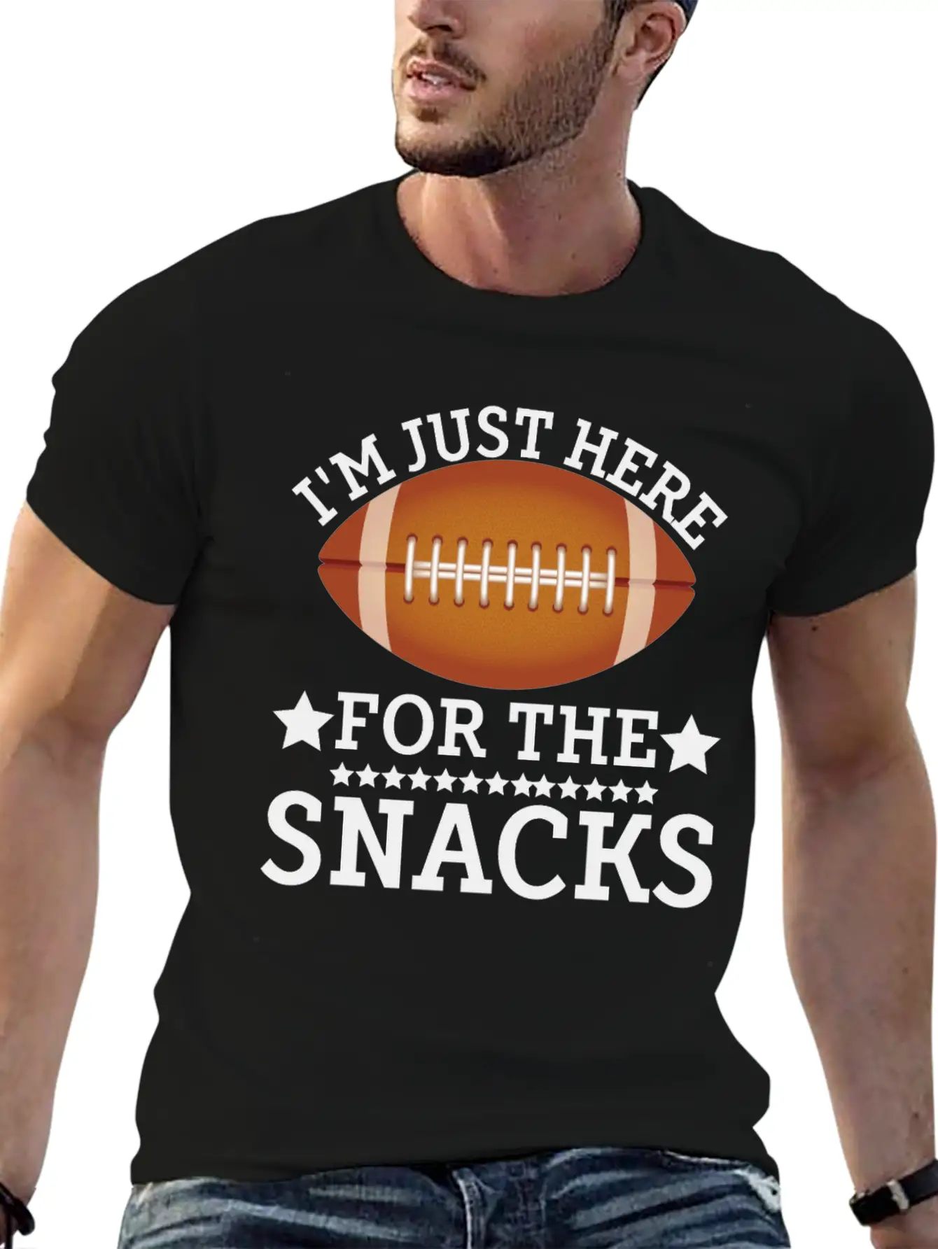 I'm Just Here For The Snacks Funny Fantasy Footbal Classic Fit Graphic Tee For Daily Comfort – Unisex Cotton Shirt