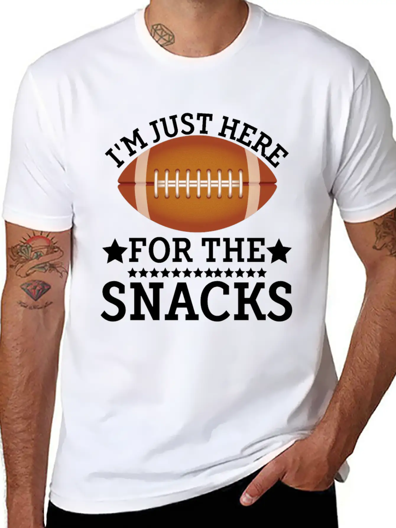 I'm Just Here For The Snacks Funny Fantasy Footbal Classic Fit Graphic Tee For Daily Comfort – Unisex Cotton Shirt