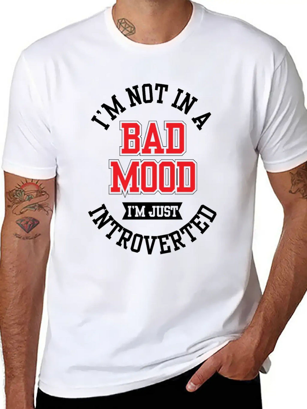 I'm Not In A Bad Mood I'm Just Introverted Shy Unisex Short Sleeve Soft Cotton T-Shirt – Casual Everyday Wear