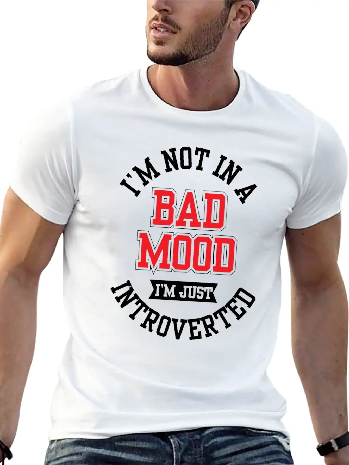 I'm Not In A Bad Mood I'm Just Introverted Shy Unisex Short Sleeve Soft Cotton T-Shirt – Casual Everyday Wear