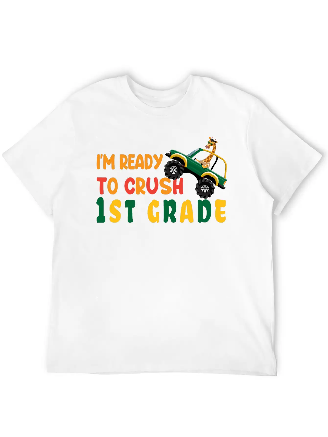 I'm Ready To Crush 1st Grade Back To School Boys Unisex Short Sleeve Soft Cotton T-Shirt – Casual Everyday Wear