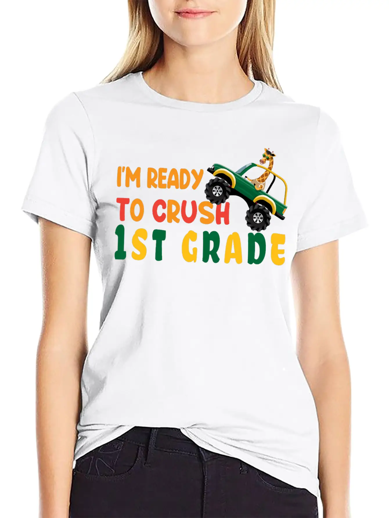 I'm Ready To Crush 1st Grade Back To School Boys Unisex Short Sleeve Soft Cotton T-Shirt – Casual Everyday Wear