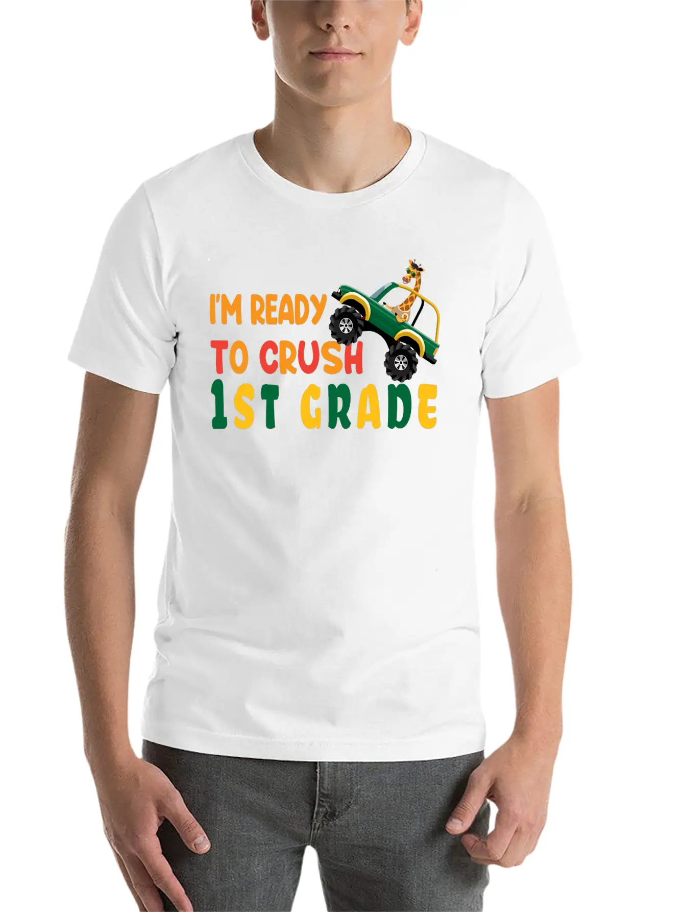 I'm Ready To Crush 1st Grade Back To School Boys Unisex Short Sleeve Soft Cotton T-Shirt – Casual Everyday Wear