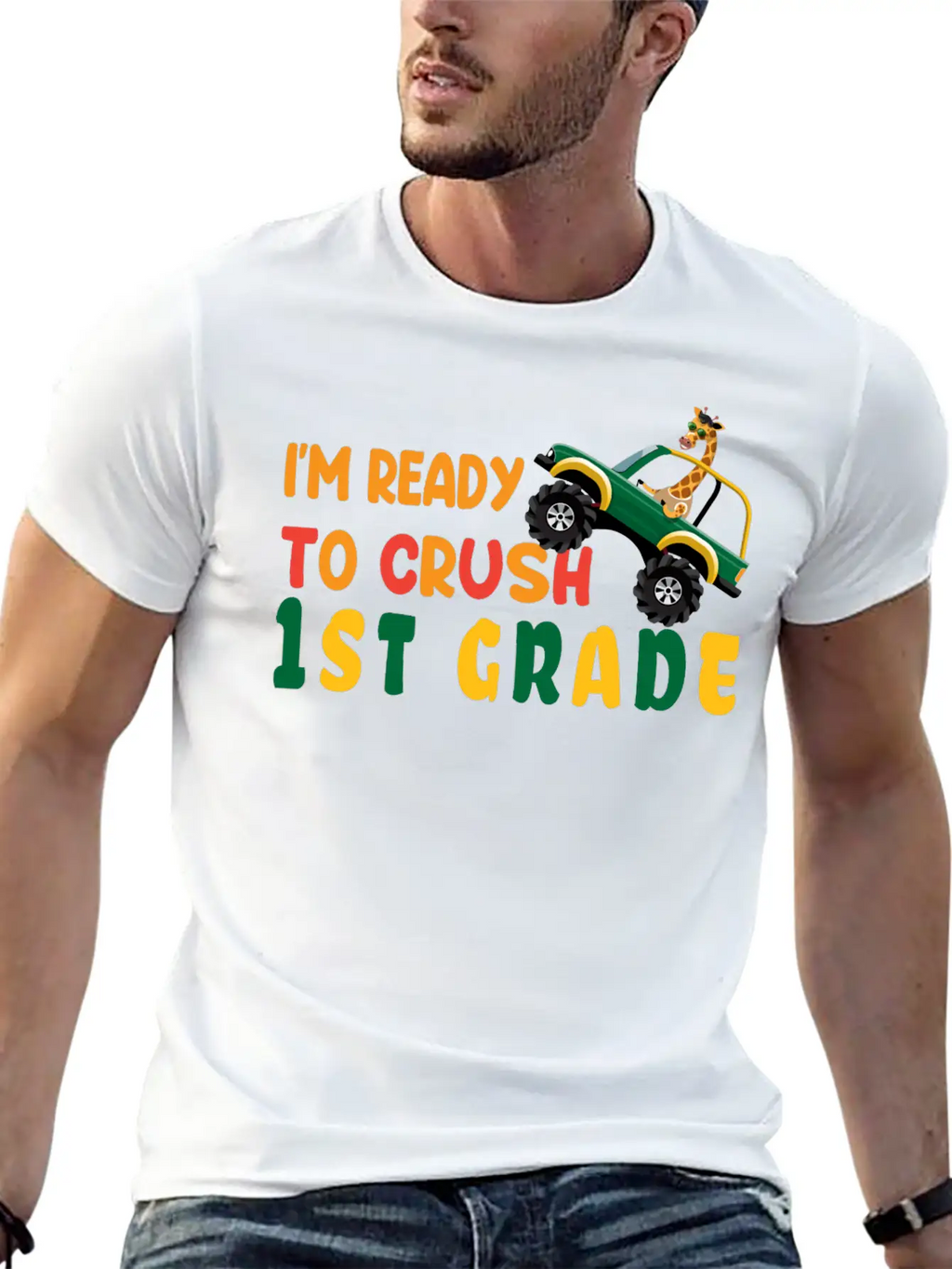 I'm Ready To Crush 1st Grade Back To School Boys Unisex Short Sleeve Soft Cotton T-Shirt – Casual Everyday Wear