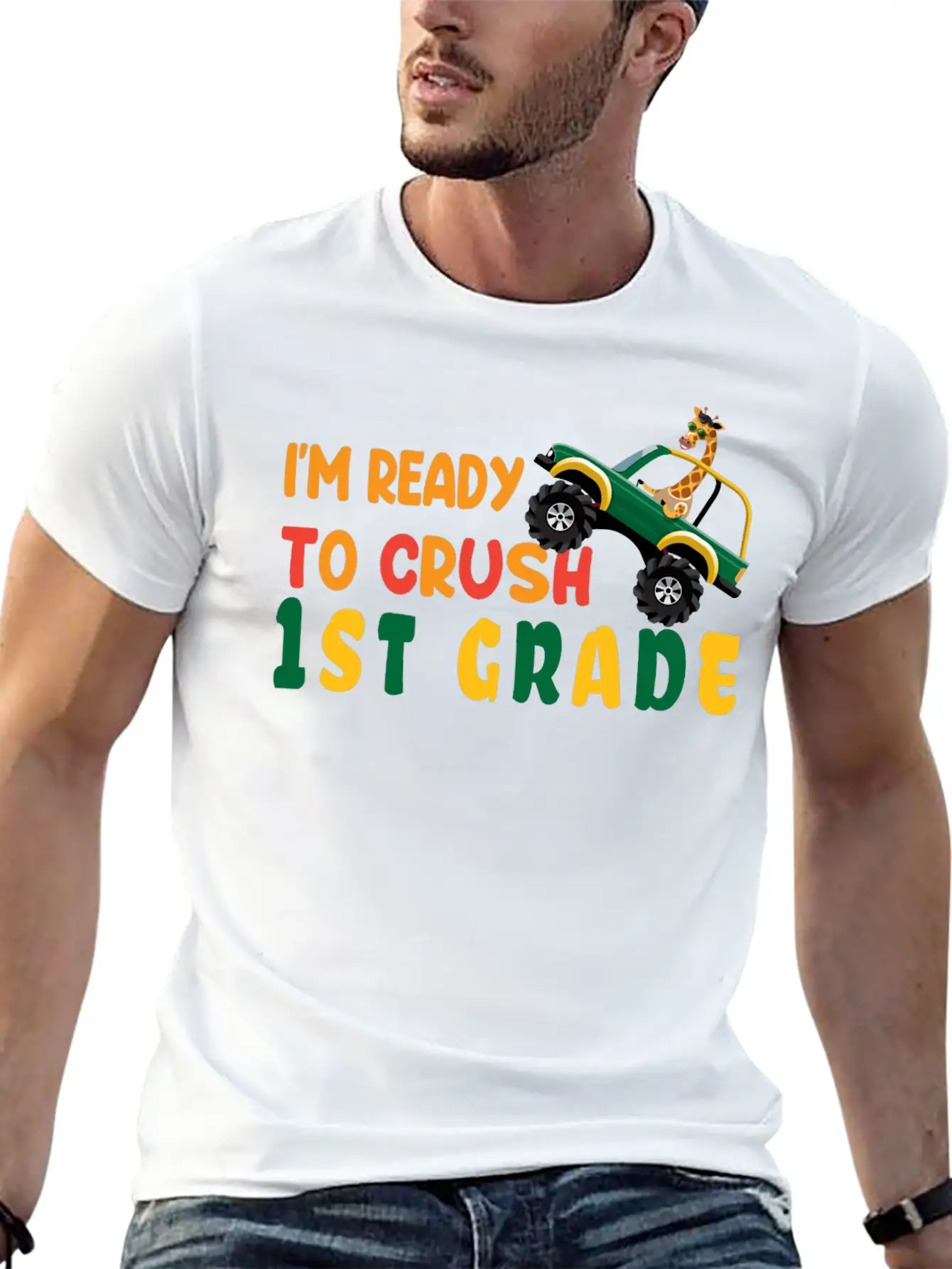 I'm Ready To Crush 1st Grade Back To School Boys Unisex Short Sleeve Soft Cotton T-Shirt – Casual Everyday Wear