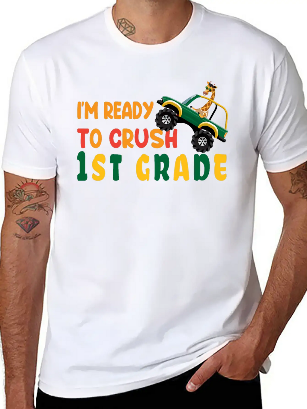 I'm Ready To Crush 1st Grade Back To School Boys Unisex Short Sleeve Soft Cotton T-Shirt – Casual Everyday Wear