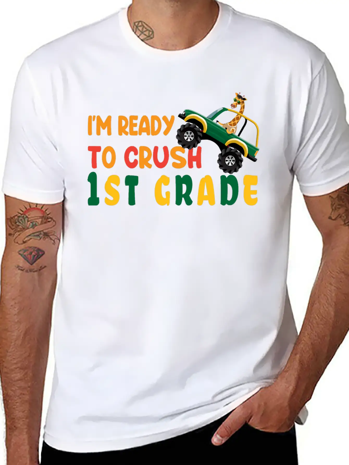 I'm Ready To Crush 1st Grade Back To School Boys Unisex Short Sleeve Soft Cotton T-Shirt – Casual Everyday Wear