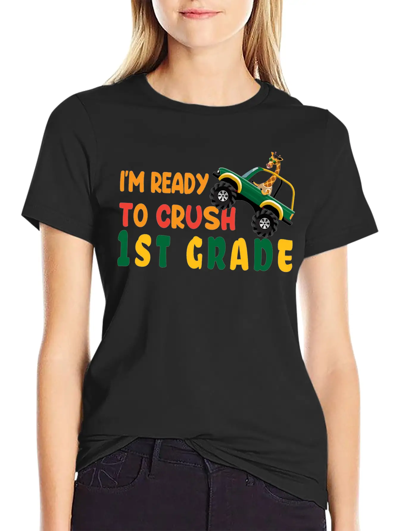 I'm Ready To Crush 1st Grade Back To School Boys Unisex Short Sleeve Soft Cotton T-Shirt – Casual Everyday Wear