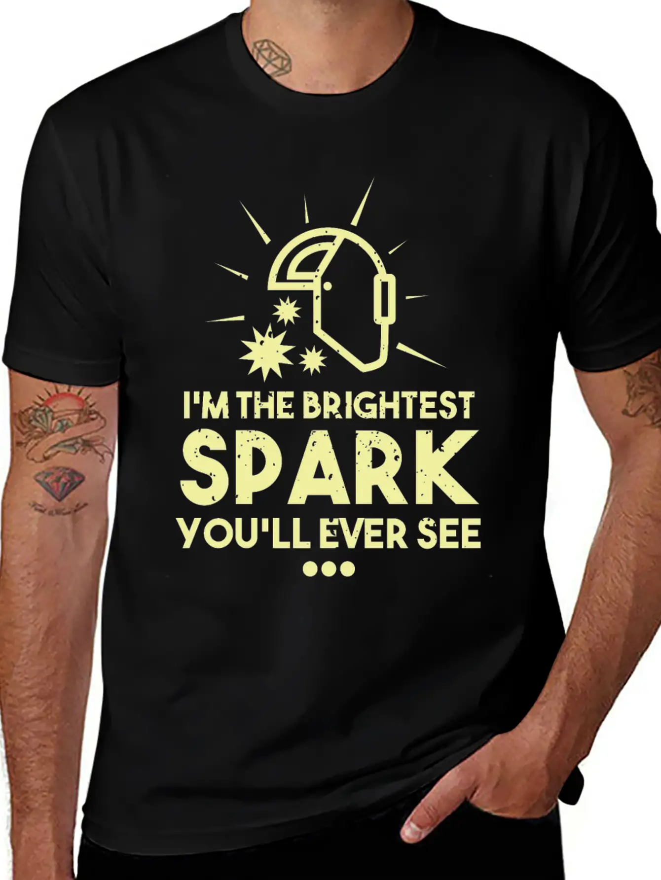I'm The Brightest Spark You'll Ever See - Welder Essential Cotton Tee For Daily Outfits – Unisex Style