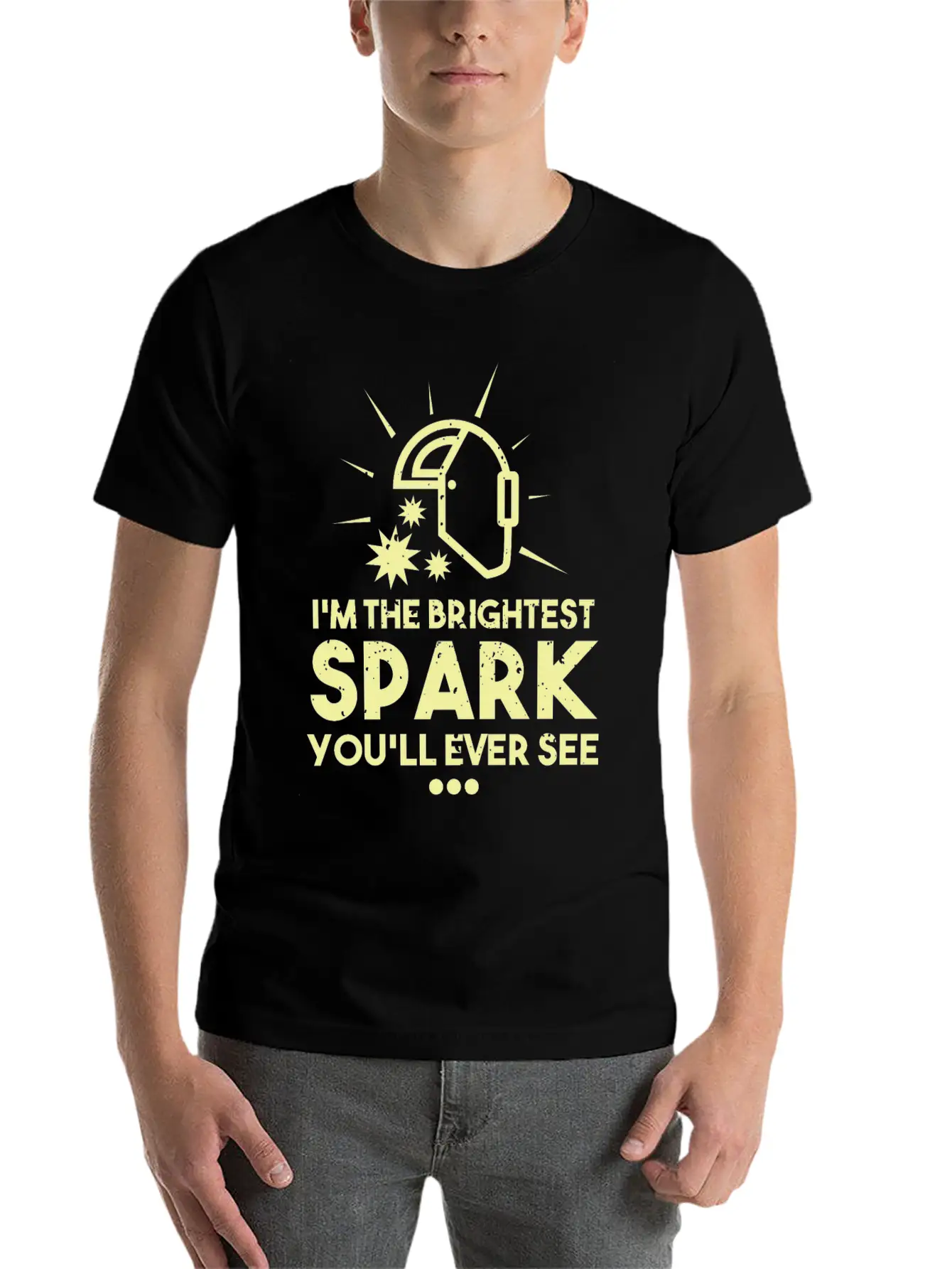 I'm The Brightest Spark You'll Ever See - Welder Essential Cotton Tee For Daily Outfits – Unisex Style
