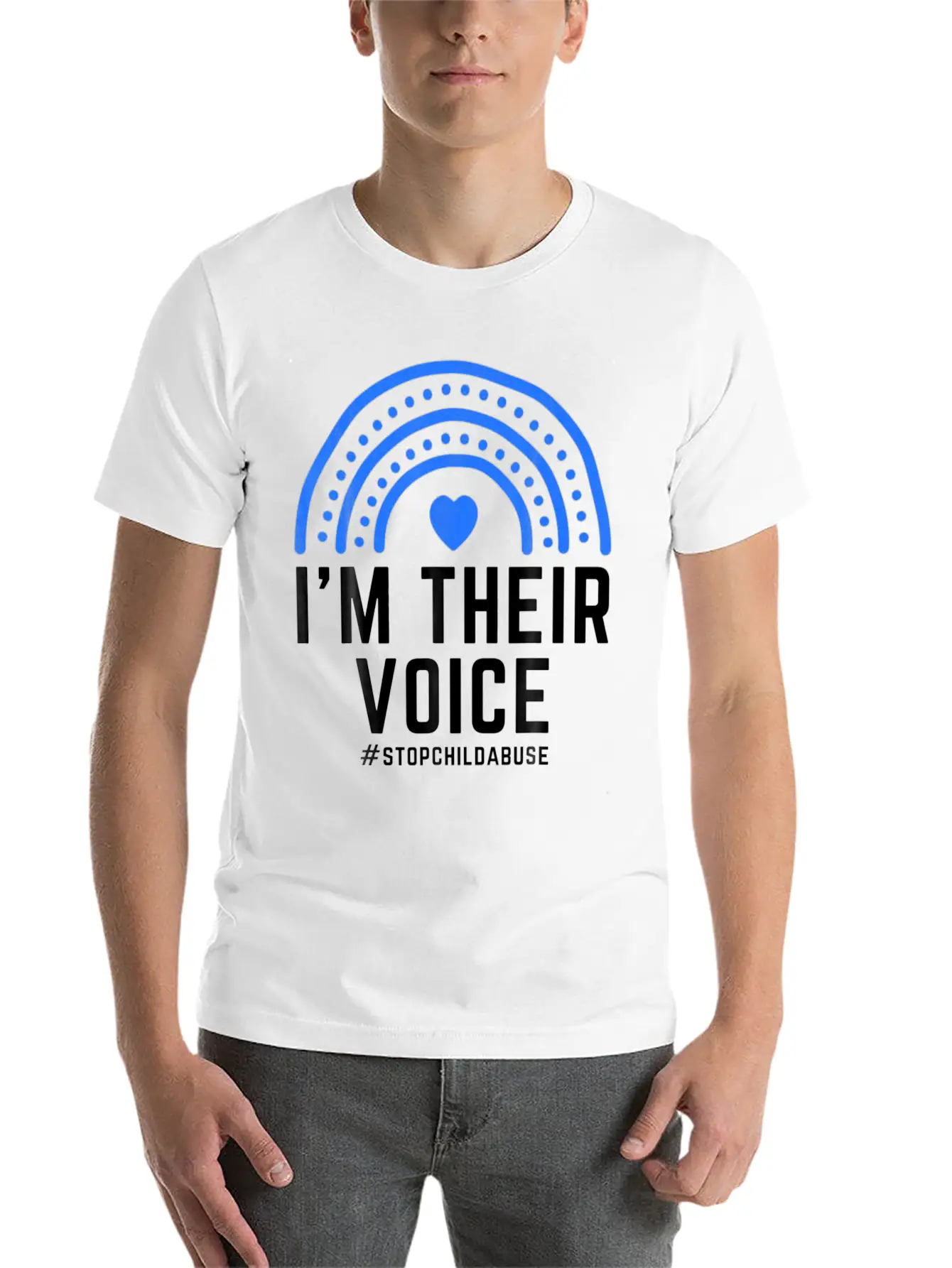 I'm Their Voice Heart Child Abuse Awareness Unisex Casual T-Shirt – Clean Design For Daily Comfort