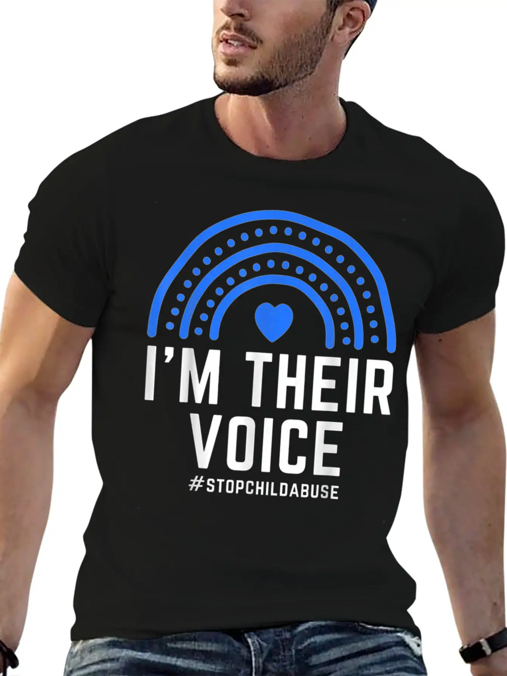 I'm Their Voice Heart Child Abuse Awareness Unisex Casual T-Shirt – Clean Design For Daily Comfort