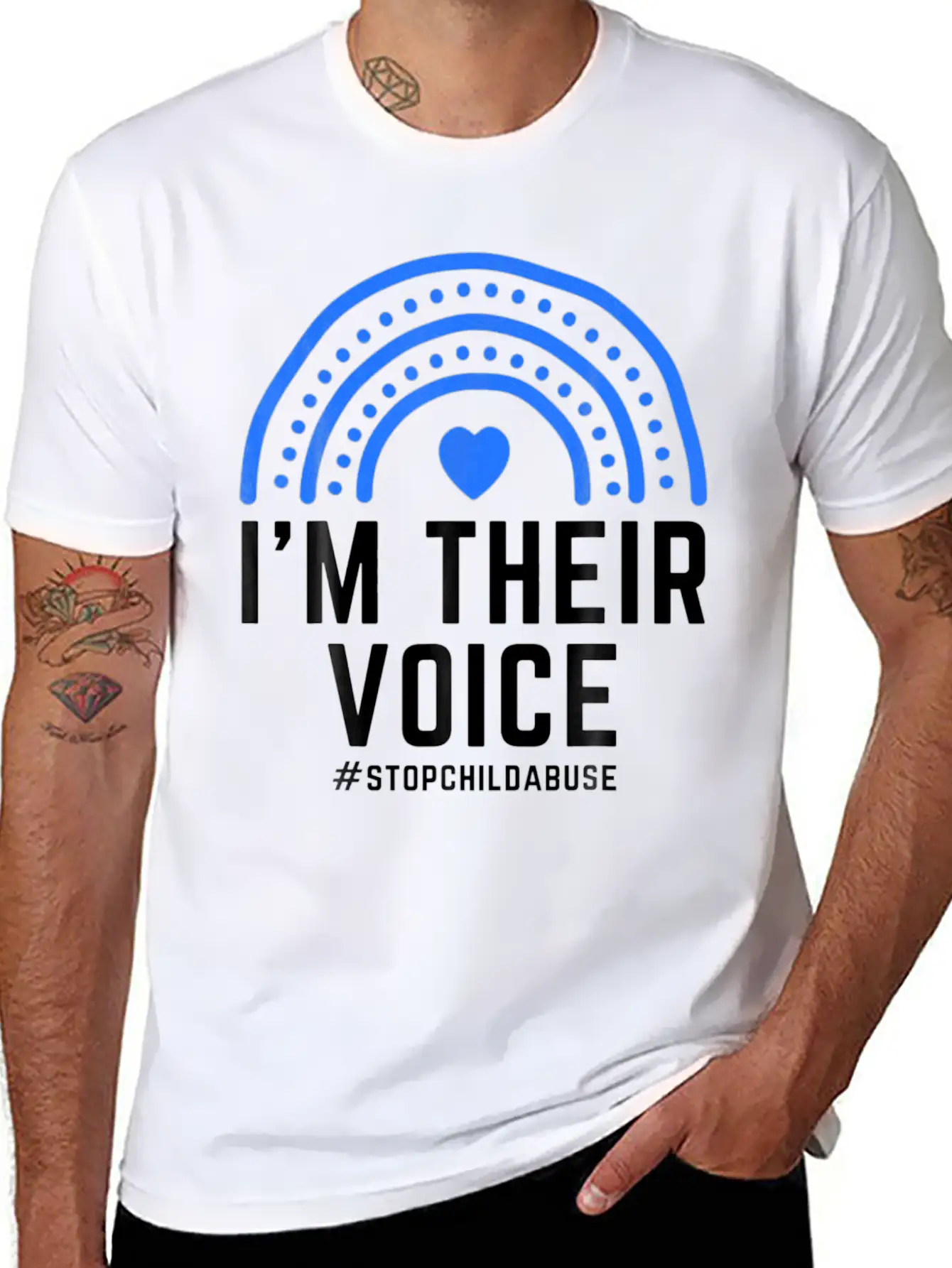 I'm Their Voice Heart Child Abuse Awareness Unisex Casual T-Shirt – Clean Design For Daily Comfort
